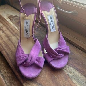 Jimmy Choo Pink Suede Marion Sandal Heels